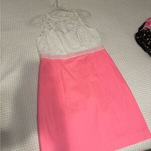 Lilly Pulitzer Pink and White Lace Pencil Dress
